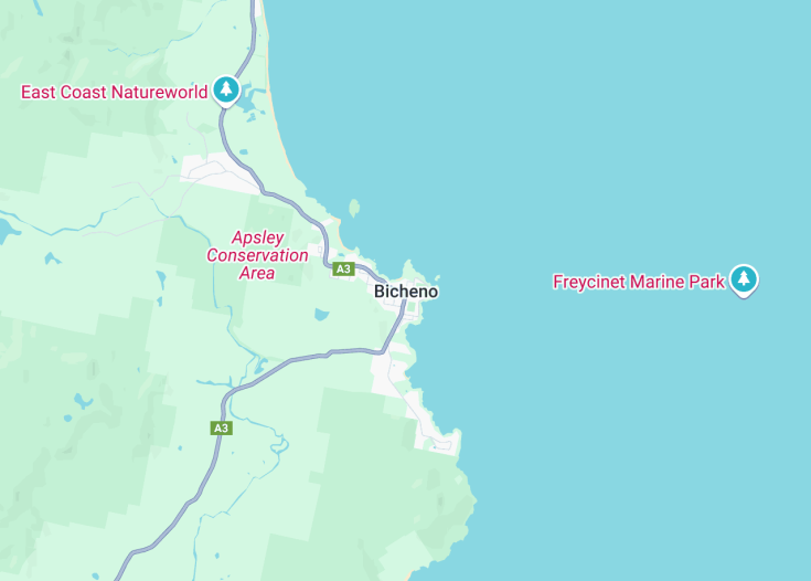 Map of Bicheno, Australia