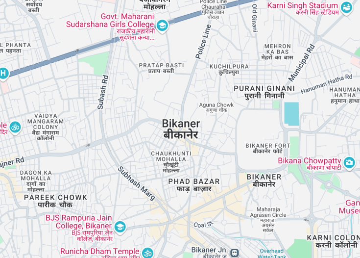 Map of Bikaner, India