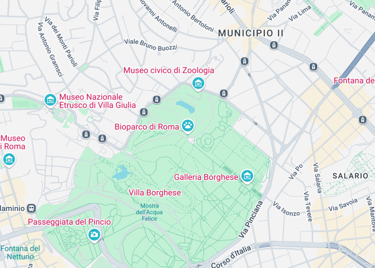 Map of Bioparco, Rome