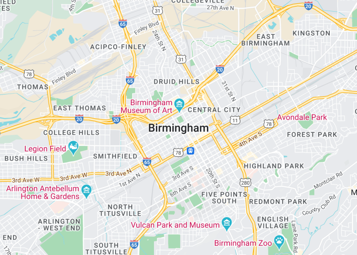 Map of Birmingham, Alabama (USA)