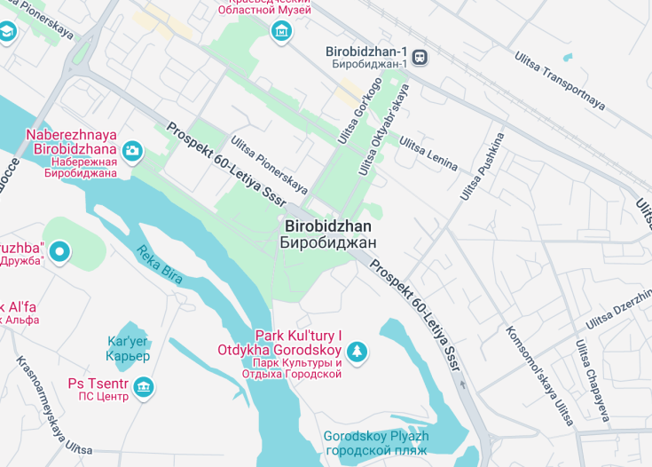 Map of Birobidzhan, Russia