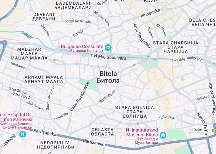 Map of Bitola, North Macedonia