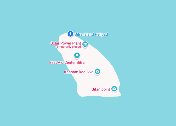 Map of Bitra Island (Bitrā Par), Lakshadweep (India)