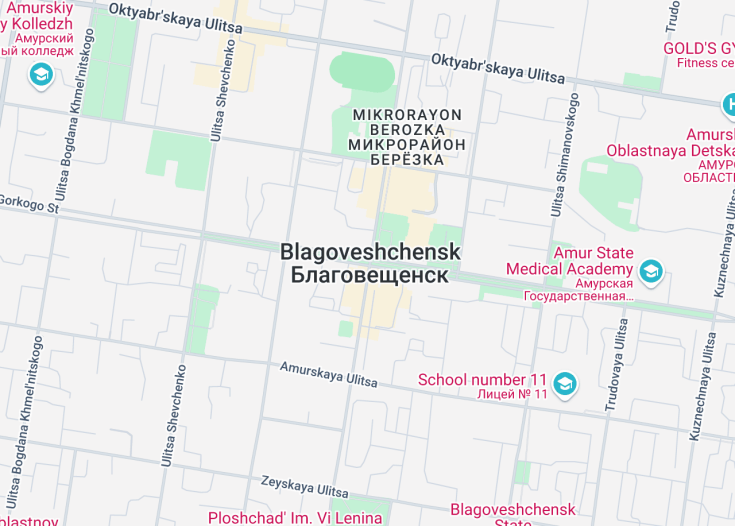 Map of Blagoveshchensk, Russia