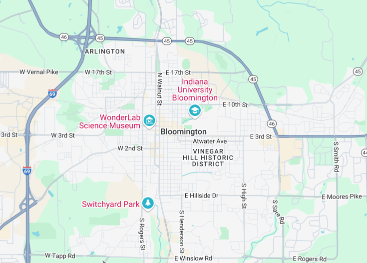 Map of Bloomington, Indiana (USA)