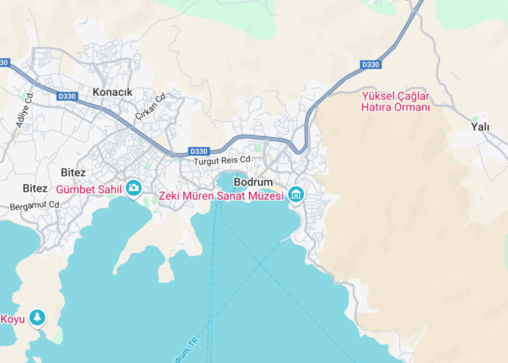 Map of Bodrum, Turkey