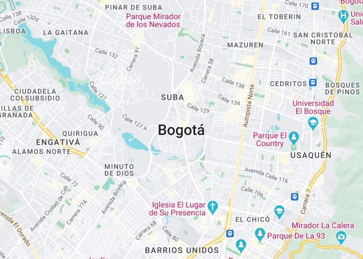 Map of Bogota, Colombia