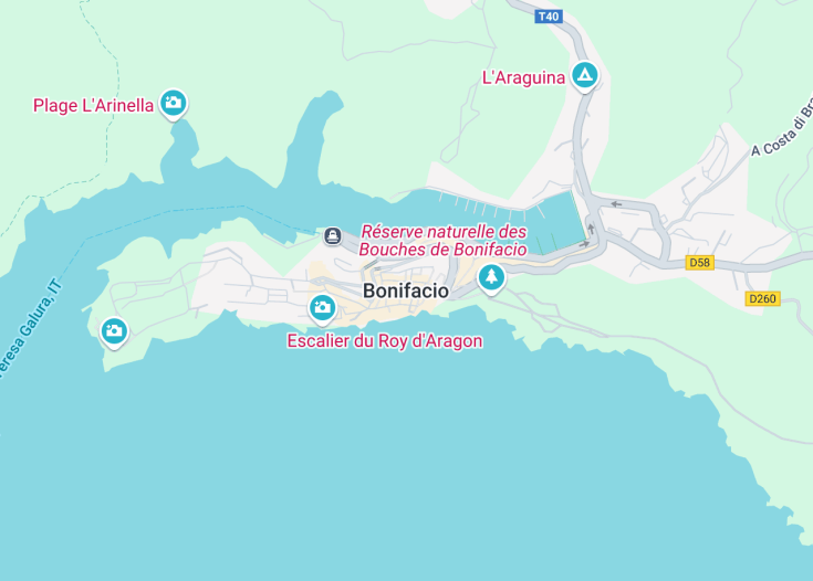 Map of Bonifacio, Corsica (France)