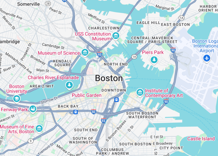 Map of Boston, Massachusetts (USA)