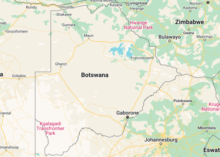 Map of Botswana, 