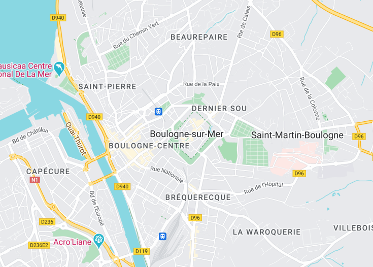 Map of Boulogne-sur-Mer, France