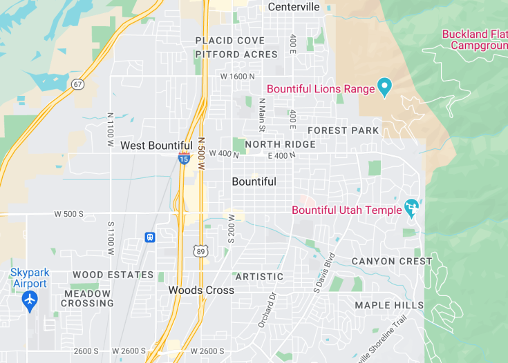 Map of Bountiful, Utah (USA)