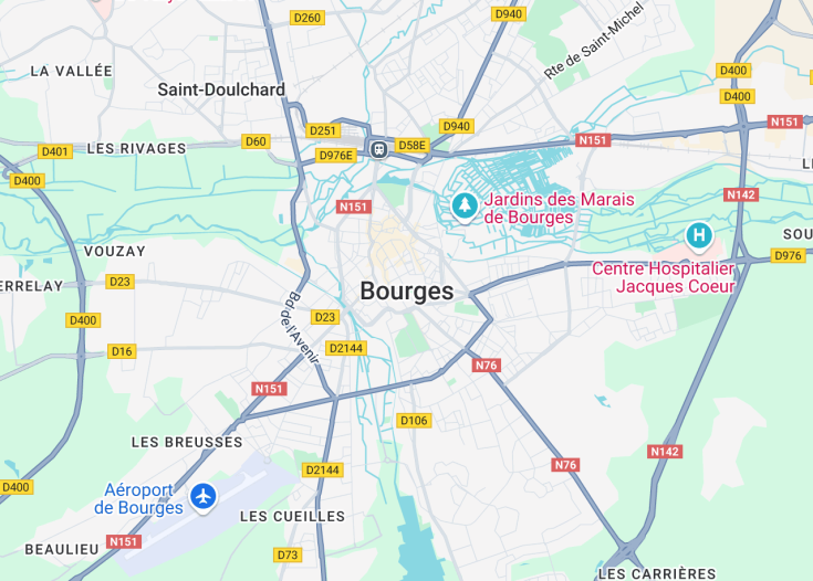 Map of Bourges, France