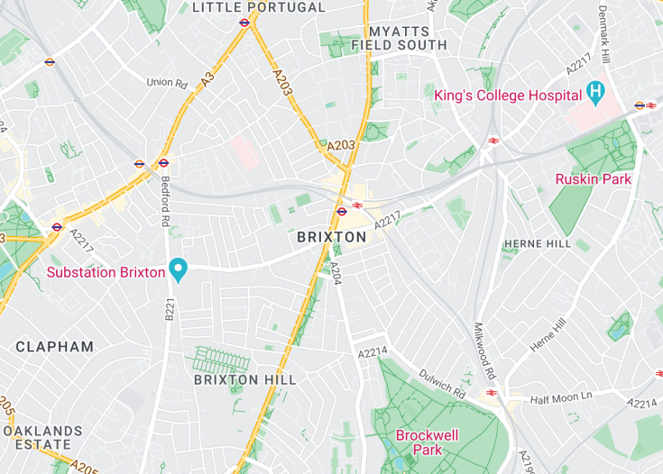 Map of Brixton, England (United Kingdom)