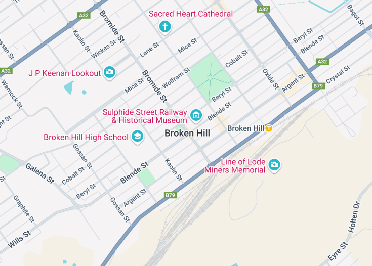 Map of Broken Hill, Australia