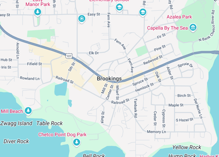 Map of Brookings, Oregon (USA)