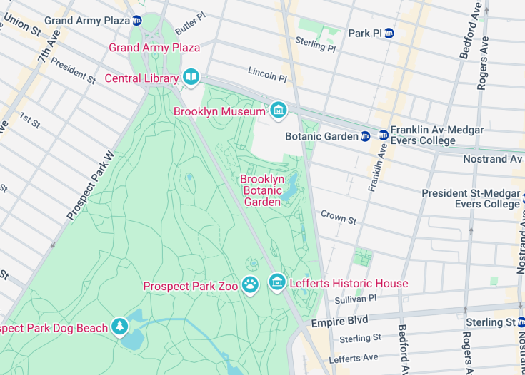 Map of Brooklyn Botanic Garden, Brooklyn (New York City)