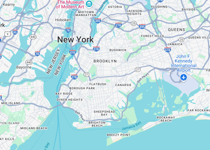 Map of Brooklyn (New York City), New York State (USA)