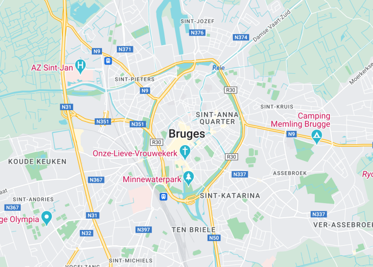 Map of Bruges, Belgium