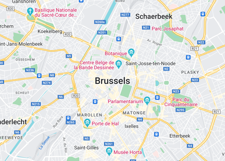 Map of Brussels, Belgium