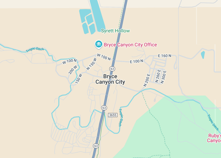 Map of Bryce Canyon City, Utah (USA)