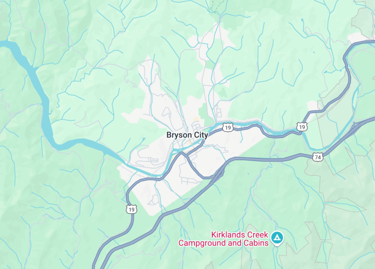 Map of Bryson City, North Carolina (USA)