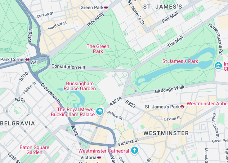 Map of Buckingham Palace, London