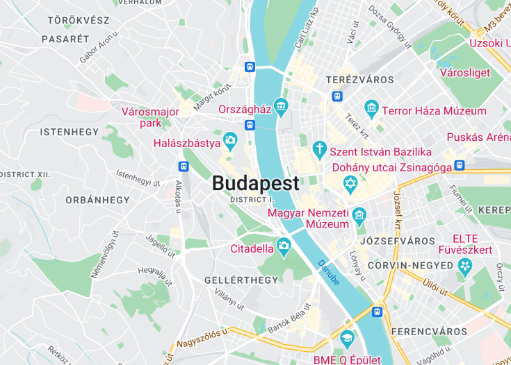 Map of Budapest, Hungary