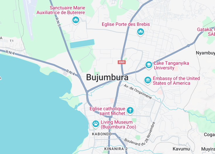 Map of Bujumbura, Burundi