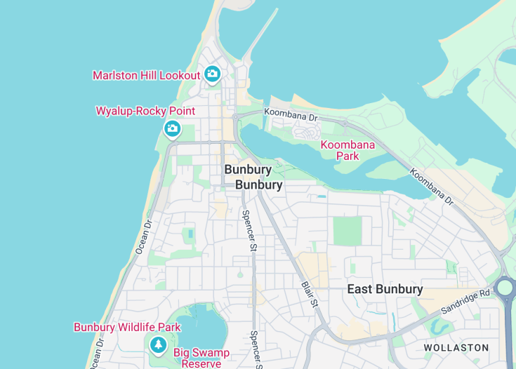 Map of Bunbury, Australia