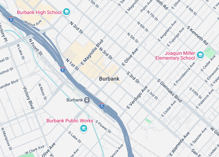 Map of Burbank, California (USA)