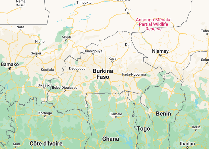 Map of Burkina Faso, 