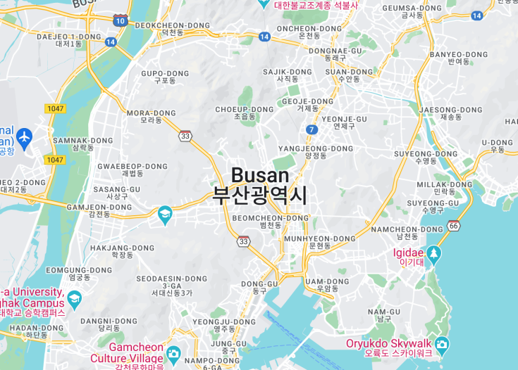 Map of Busan, South Korea