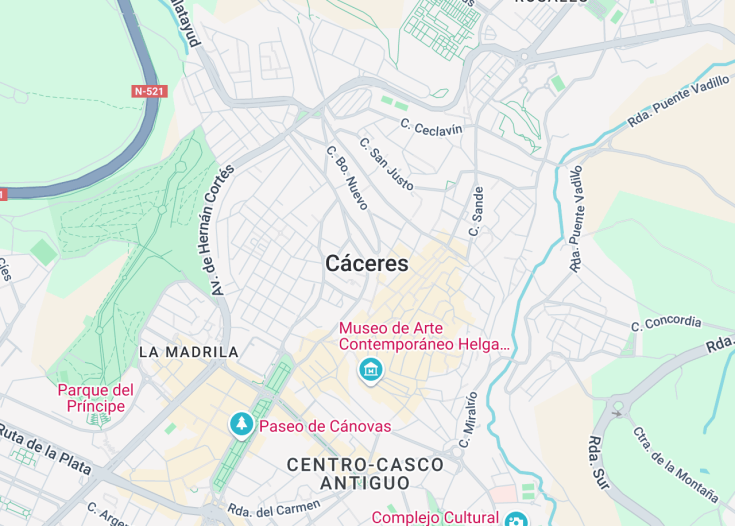 Map of Caceres, Spain