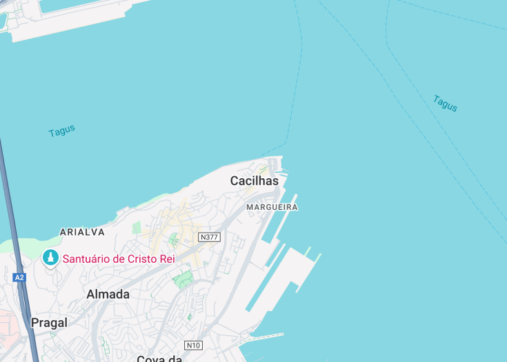 Map of Cacilhas, Portugal