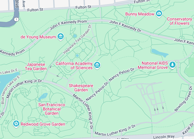 Map of California Academy of Sciences, San Francisco