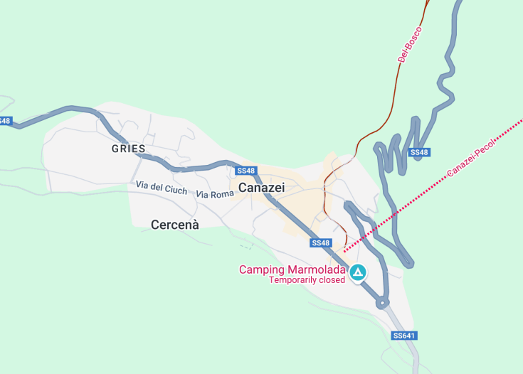 Map of Canazei, Italy