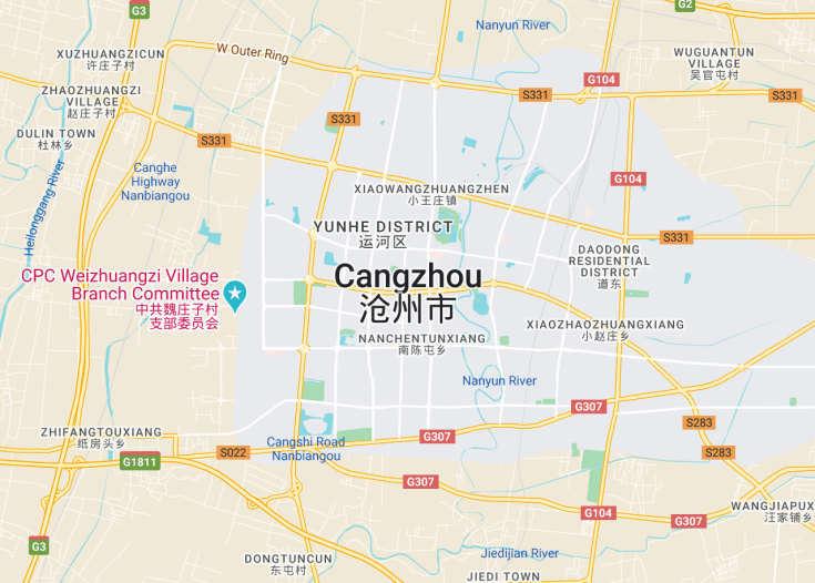 Map of Cangzhou, China