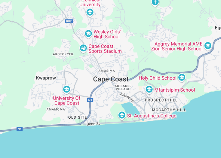 Map of Cape Coast, Ghana