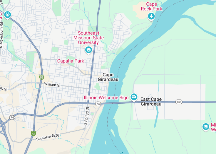 Map of Cape Girardeau, Missouri (USA)