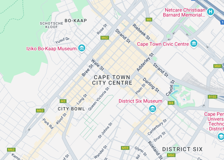 Map of Cape Town City Centre, South Africa