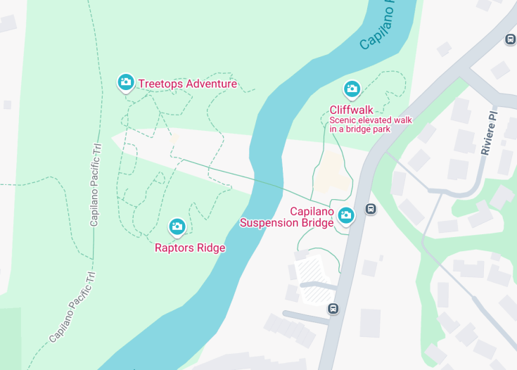 Map of Capilano Suspension Bridge Park, Vancouver