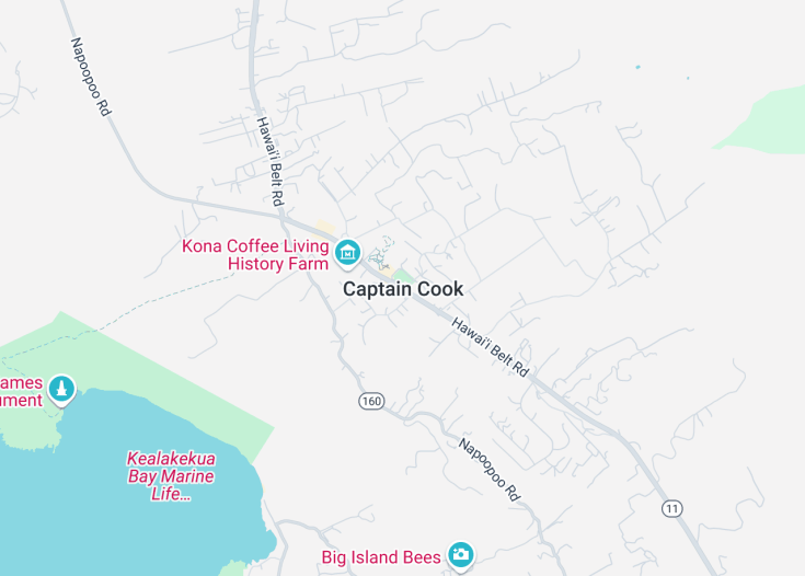 Map of Captain Cook, Hawaii (USA)