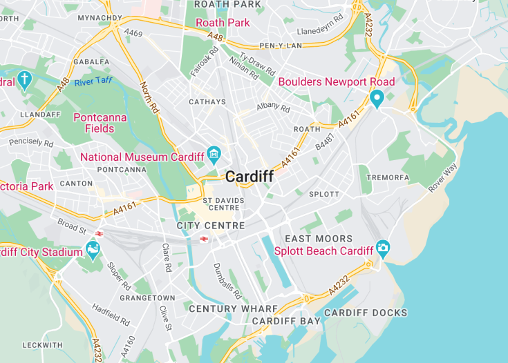 Map of Cardiff, Wales (United Kingdom)