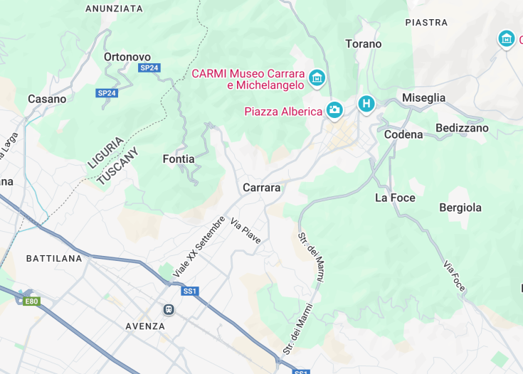 Map of Carrara, Italy