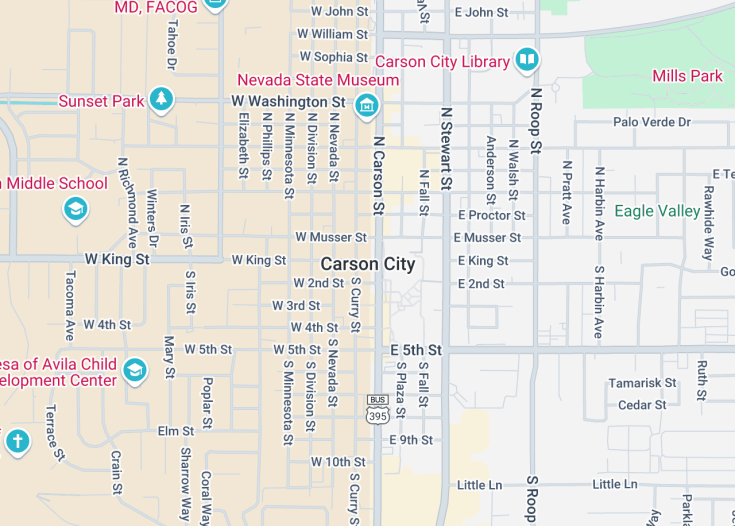 Map of Carson City, Nevada (USA)