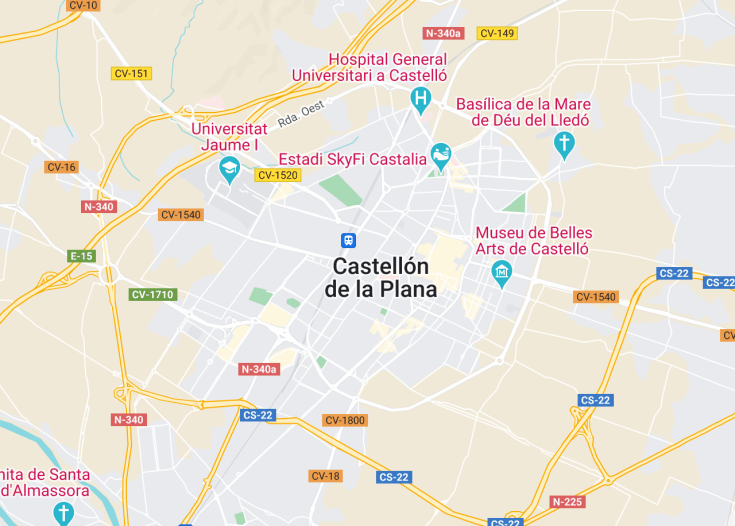 Map of Castellón de la Plana, Spain