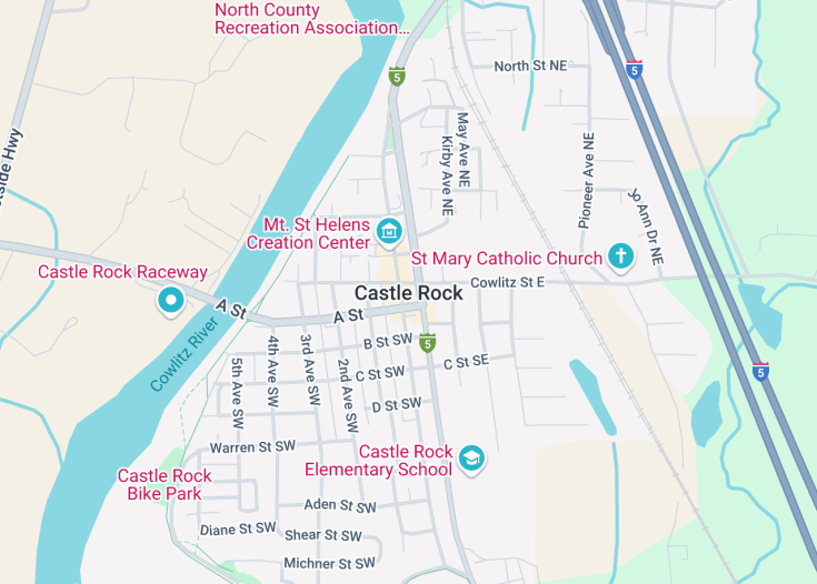 Map of Castle Rock, Washington State (USA)