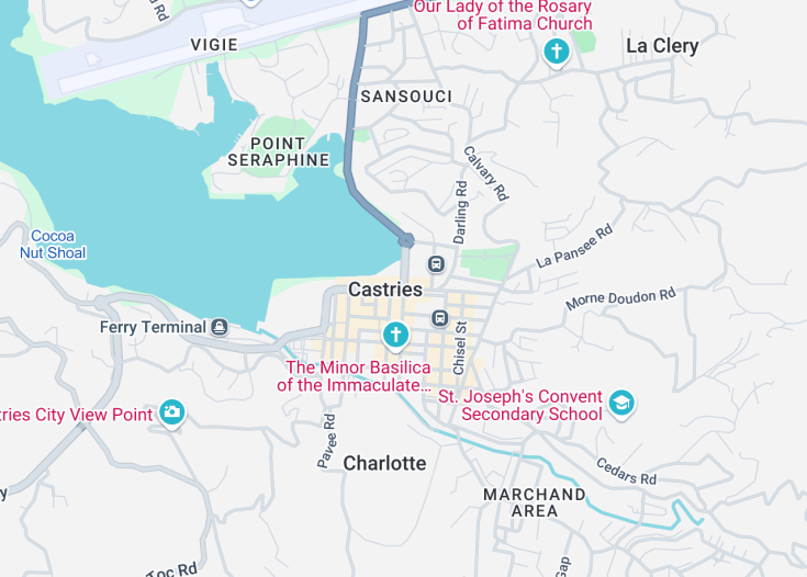 Map of Castries, Saint Lucia