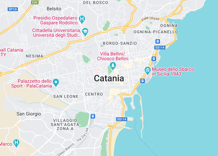 Map of Catania, Italy